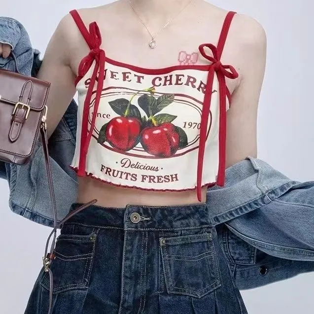 Sweet Spicy Girl Cherry Print Camisole