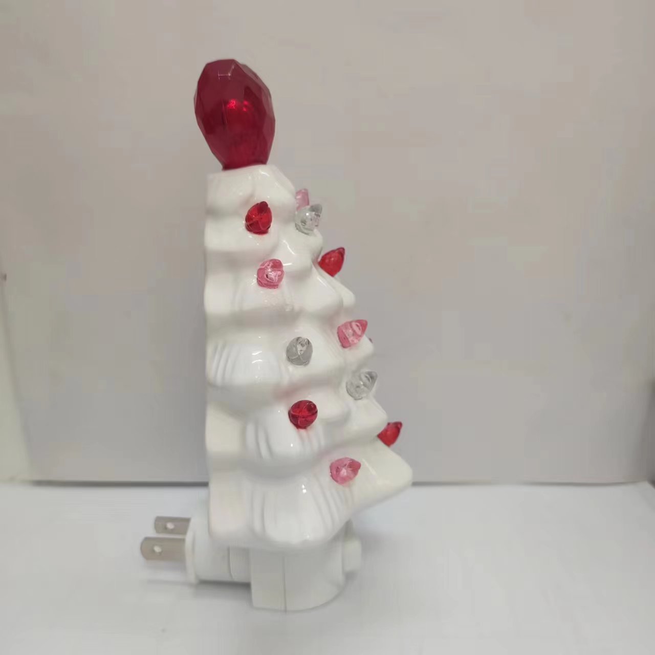 Title 3, White Ceramic Tree Ornament With LED Light Crea...