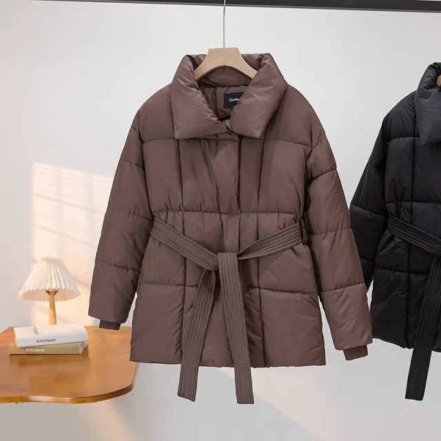 New Fashion Down Jacket Women's Mid length Brown - Shop at LoveMi