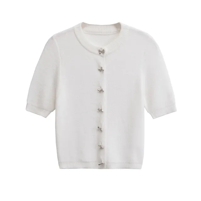 Solid Color Knitted Cardigan For Women White - Shop at LoveMi