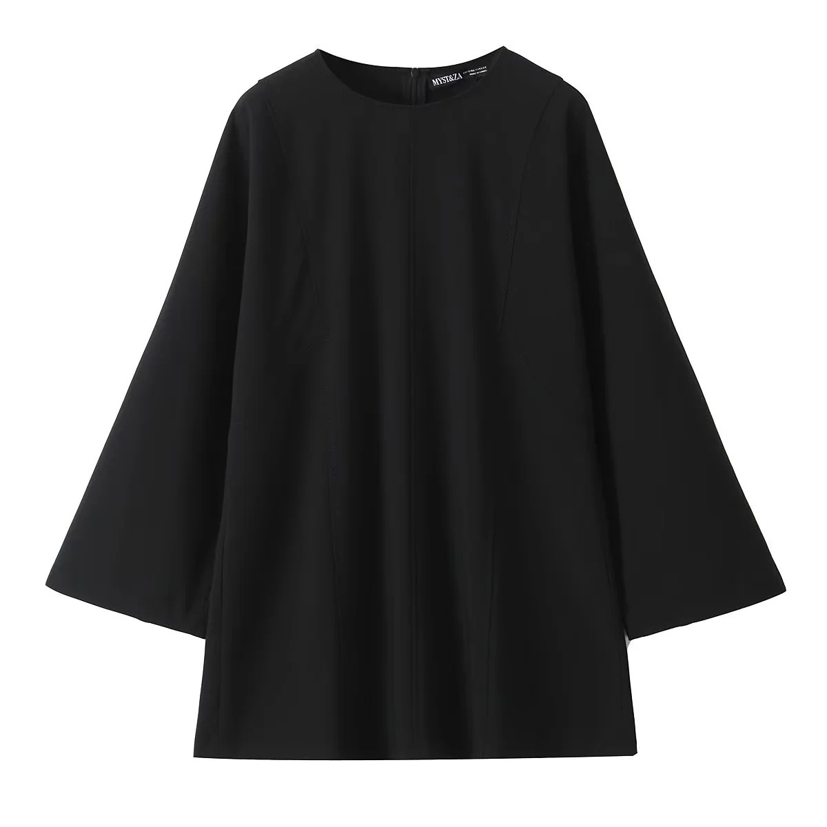 Graceful And Fashionable Loose Bell Sleeve Mini Dress Black - Shop at LoveMi
