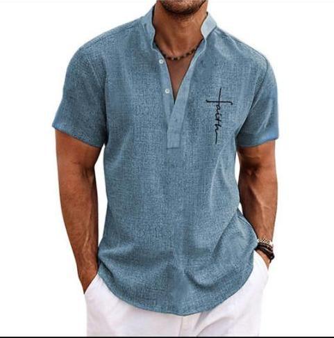Men's casual suit 3D printed zipper short sleeved polo shirt