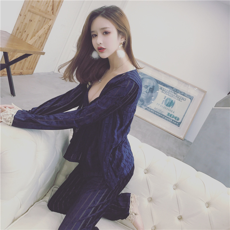 Title 19, New Sexy Velvet Sling Cardigan Jacket Trousers ...