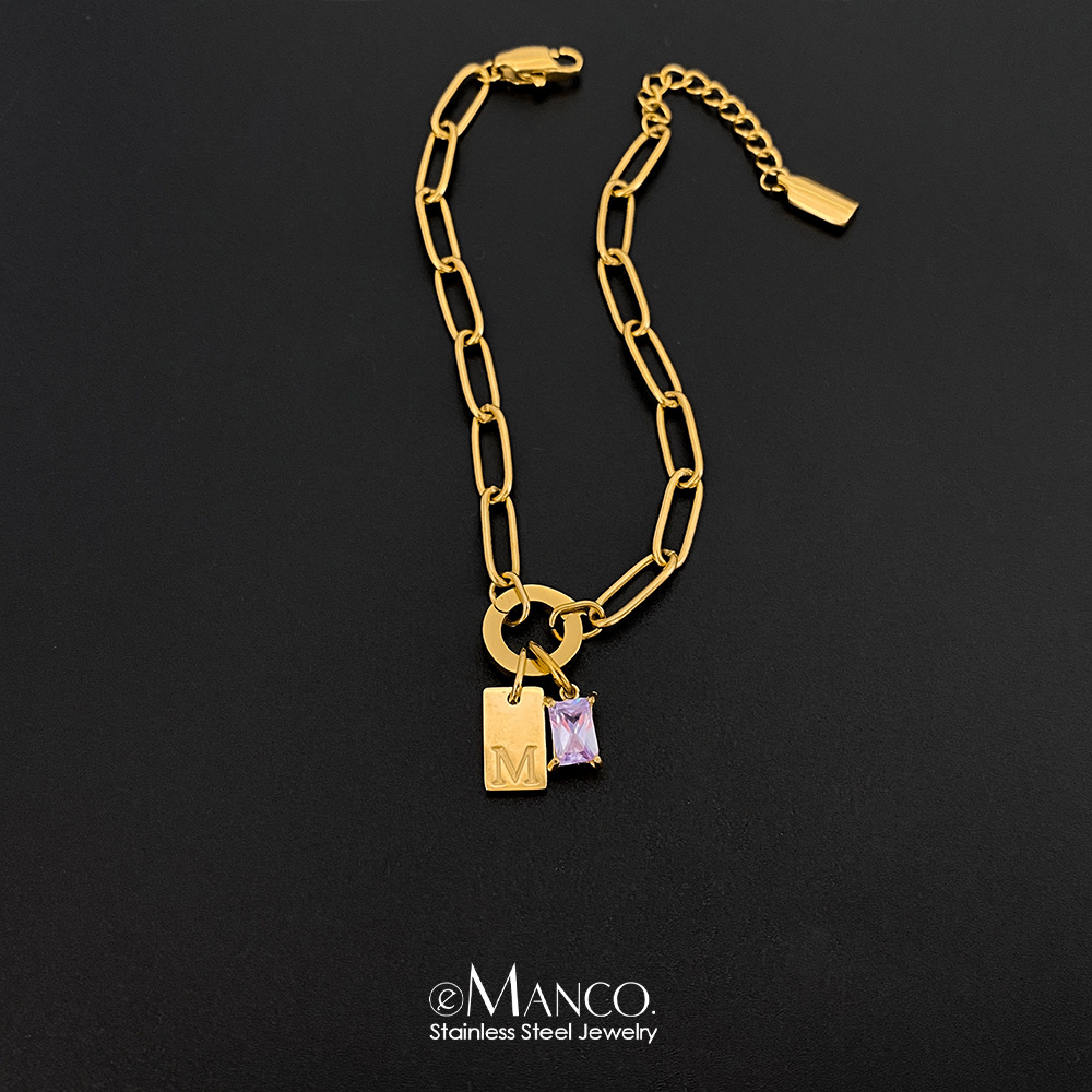 Womens Fashionable Rhinestone Letter Combination Bracelet Jewelry