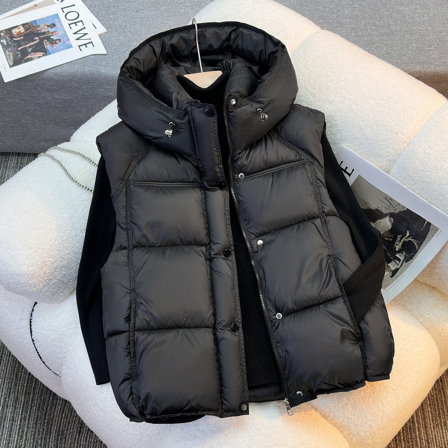 Women's Loose-fitting Hooded Sleeveless Vest Jacket