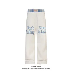 Double Waist Plaid Stitching Fake Two-piece Casual Pants - Grey - View 1