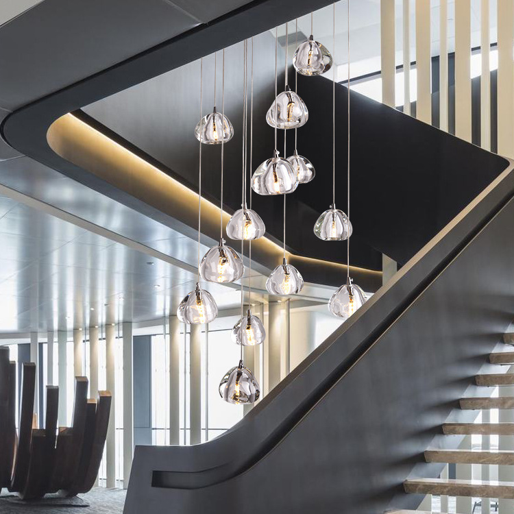 Crystal Glass Chandelier For Modern Duplex Staircases