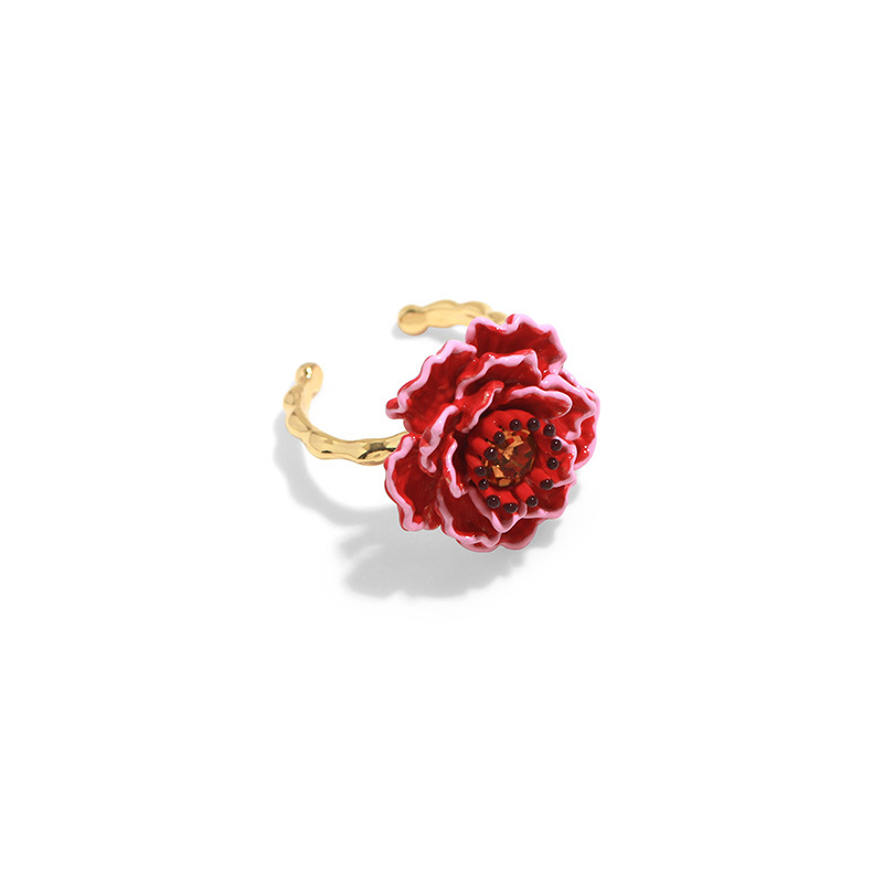 Grape Manor Peach Blossom Large Flower Enamel Glaze Flower Ring — foto 2