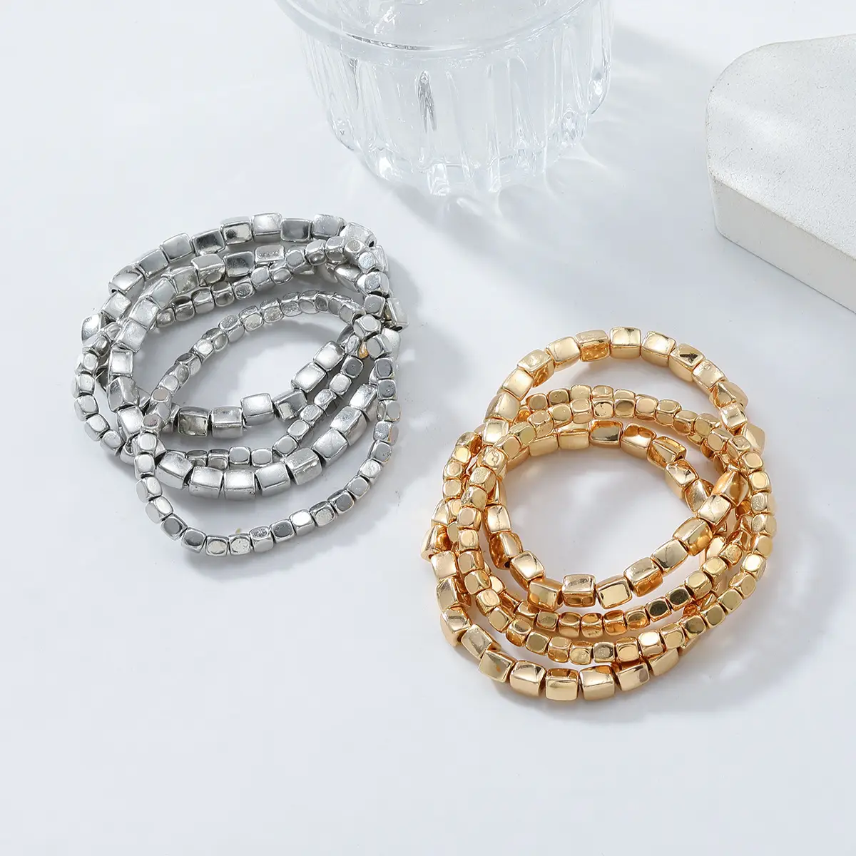 Fashion Simple Zinc Alloy Square Bracelet Suit