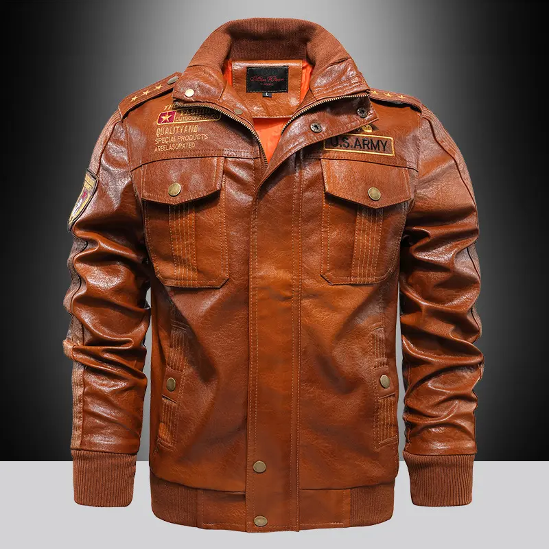 Leather Jacket Men's Stand-up Collar Slim Fit