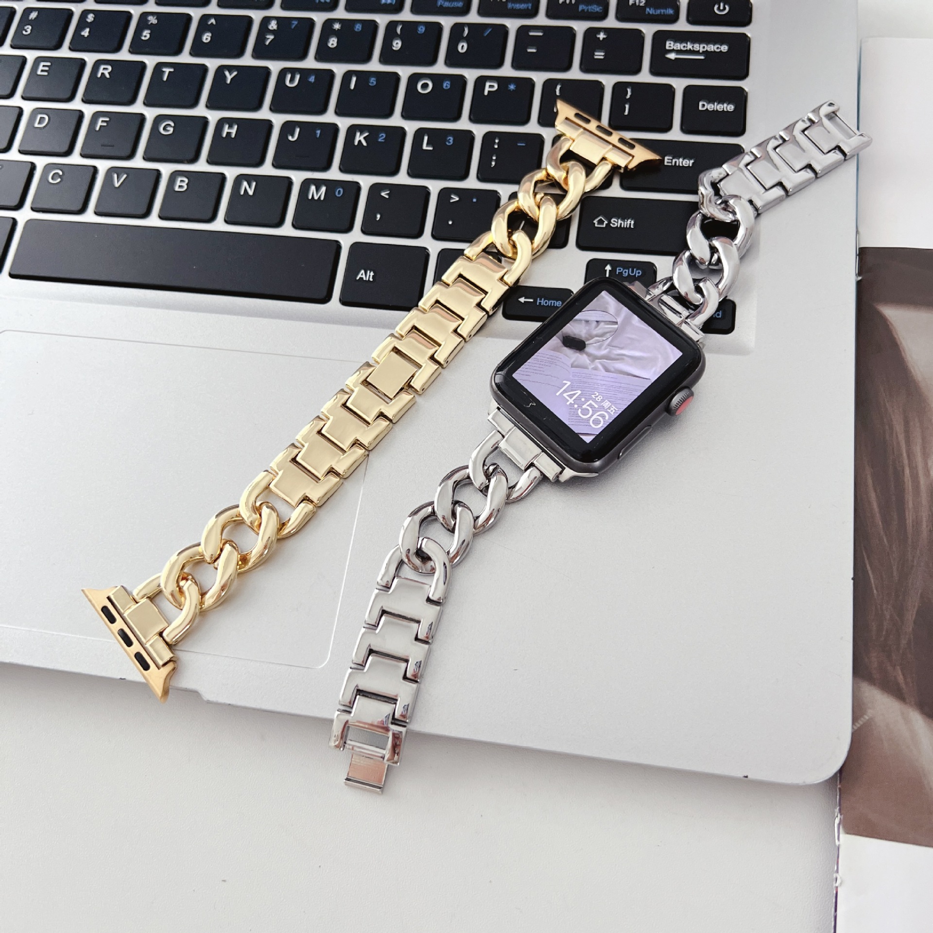 Single-row Denim Chain Metal Watch Strap 5