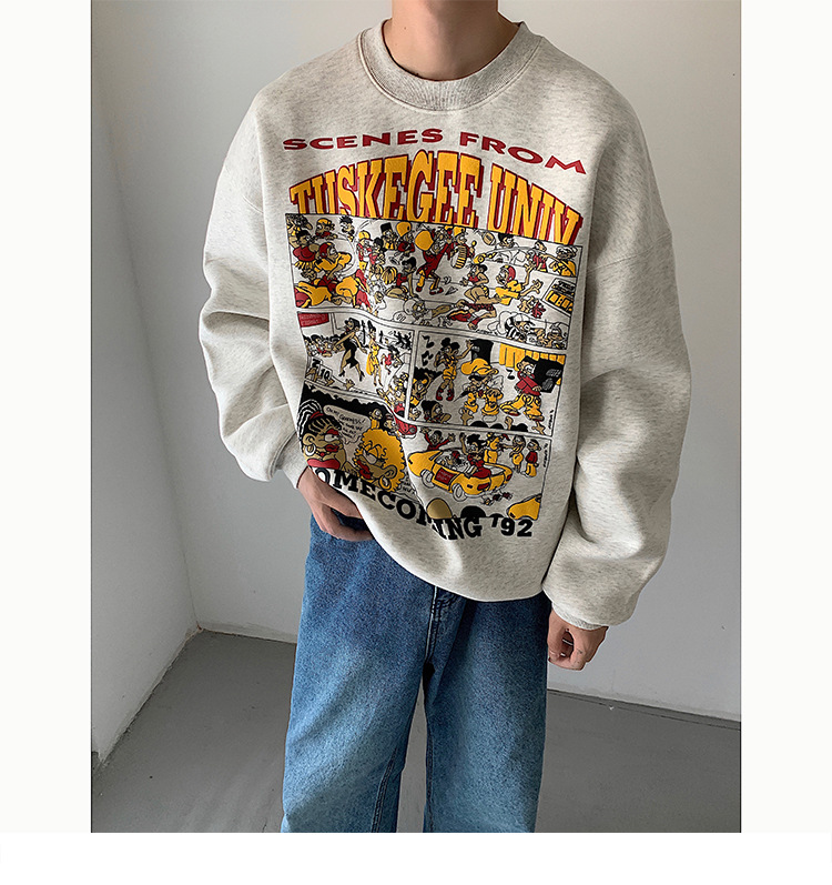 Title 4, Street Trend Cartoon Print Sweatshirt Crew Neck...