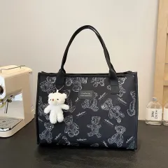 Women's Large Capacity Portable Printed Tote - Black - View 1