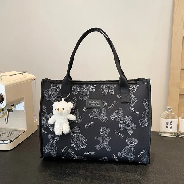 Women's Large Capacity Portable Printed Tote Black - Shop at LoveMi