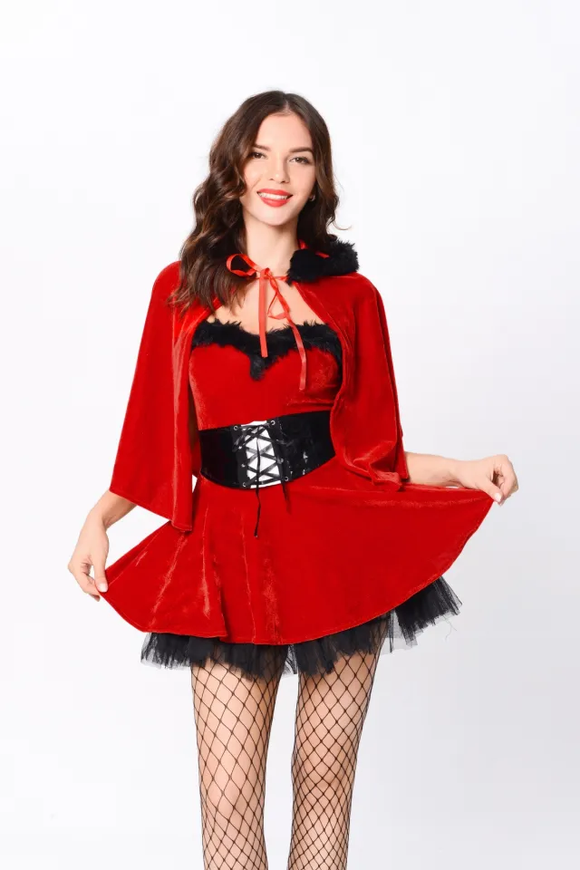 Christmas Women's Clothing Foreign Trade European And American Sexy Christmas Clothes Set Cosplay Costumes Red - Shop at LoveMi