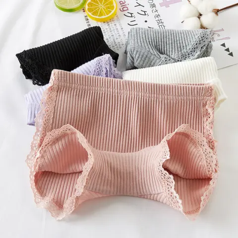 Anti-Exposure Crotch-Lined Pure Cotton Lace Summer Girls Safety Pants