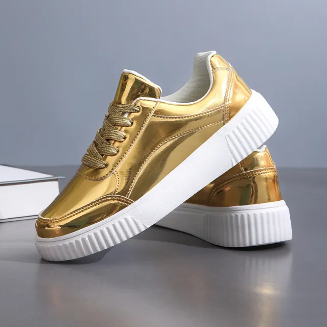 Thick soled Sequins Fashion Sneaker Gold - Shop at LoveMi