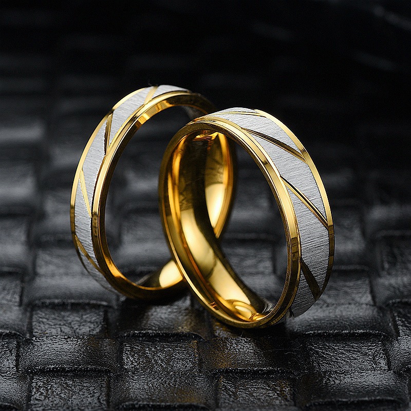Titanium Steel Ring Diagonal 18K