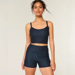 Ladies Home Leisure Suit Polka Dot Print Casual Suspender Top Shorts Suit - Dark Blue - View 1