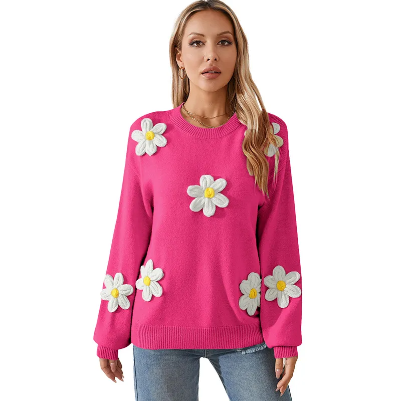Women's Knitted Round Neck Pullover Sweater - Lc2724821P6-M