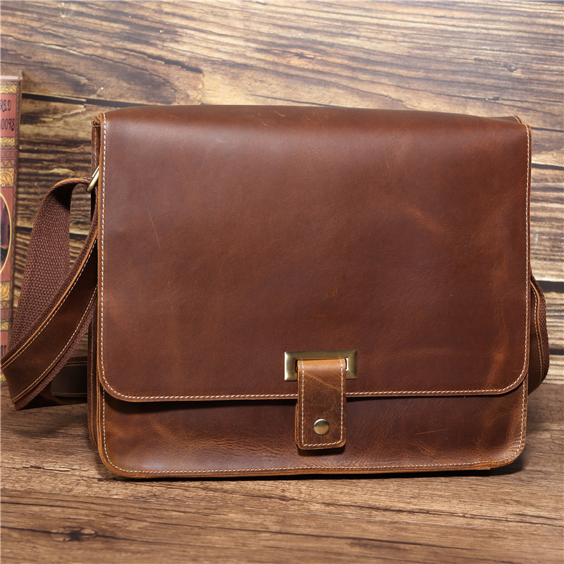 Title 7, Retro Crazy Horse Leather Mens Shoulder Messen...