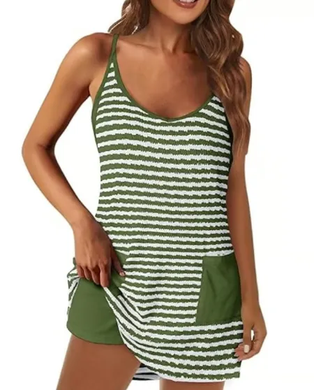 Women's Printed Sling Top One piece Shorts Jumpsuit Casual Suit Green - Shop at LoveMi