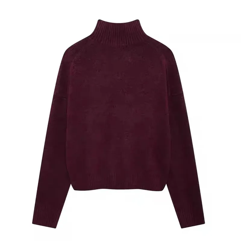 Temperamentally Soft Stand Collar Sweater - Red
