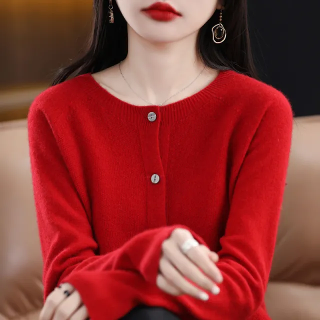 Women's Cashmere Cardigan O neck Loose Sweaters Top Fashion Merino Wool Knitwear Autumn Winter Female Clothing Tops - Shop at LoveMi