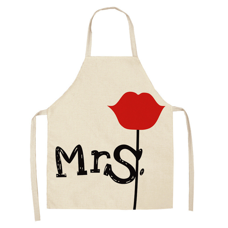 Title 3, Red Lip Letters Apron Used In Kitchen Home Clea...