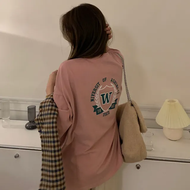Women's Fashion Loose Letter Print Short sleeve T shirt Pink - Shop at LoveMi