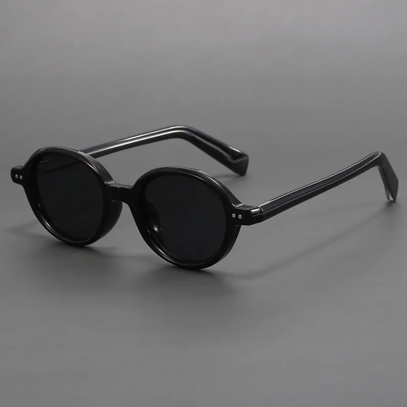 Retro Oval Black Frame Sun Shade Glasses - Image 9