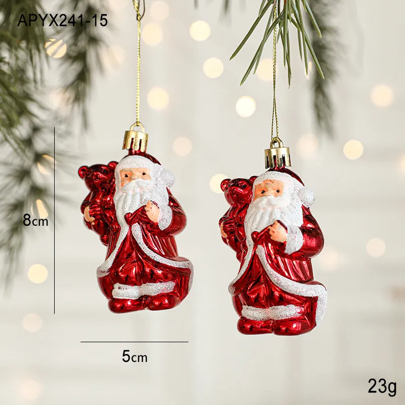 Christmas New Decorations Santa Claus Donut Camera Owl Red Shaped Decorative Small Pendant - Santa B2