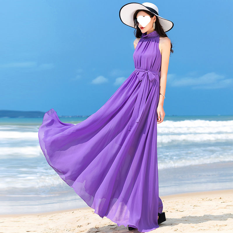 Bohemian Solid Color Plus Size Dress Violet S - Shop at LoveMi
