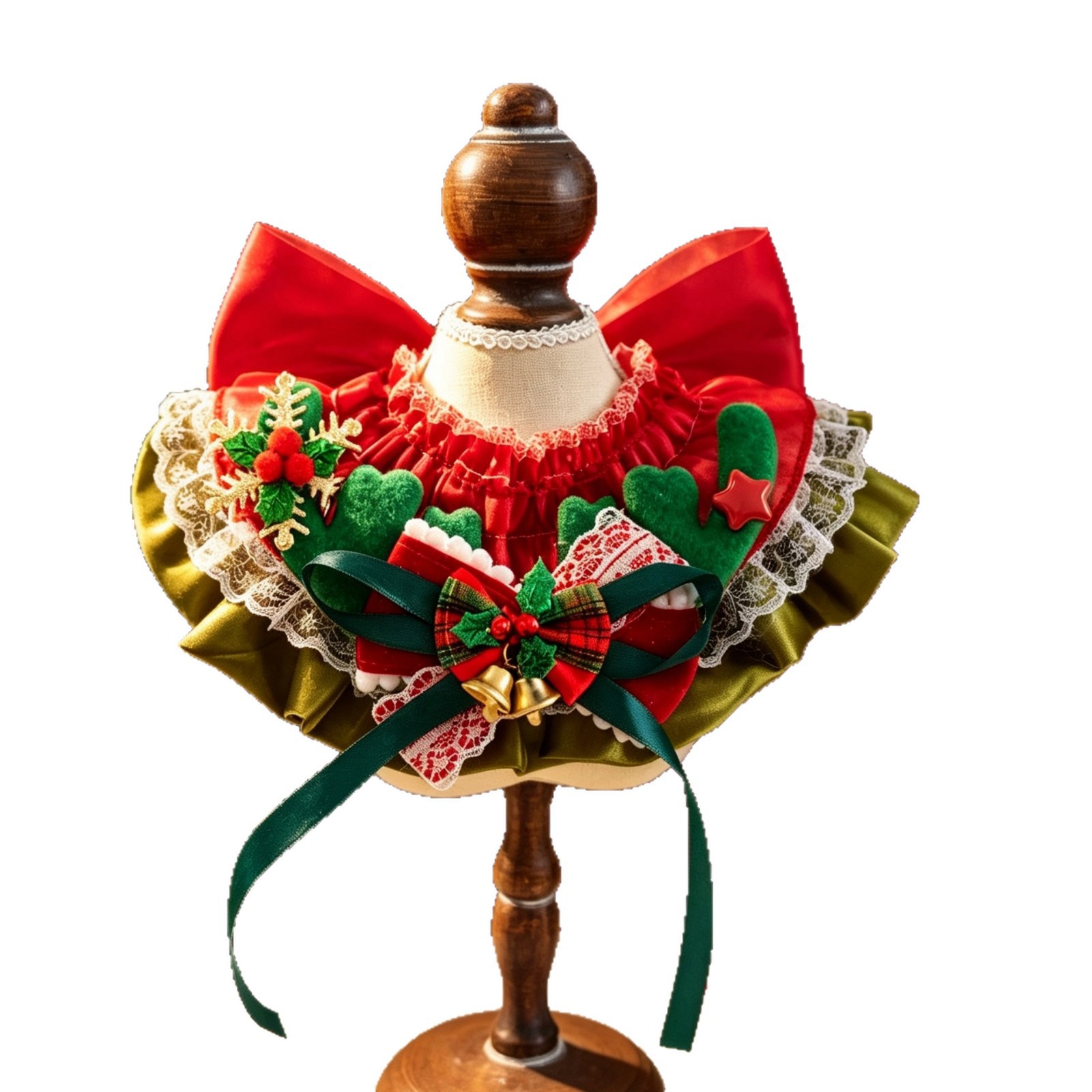 Pet christmas neck scarf, cat and dog lolita lace collar