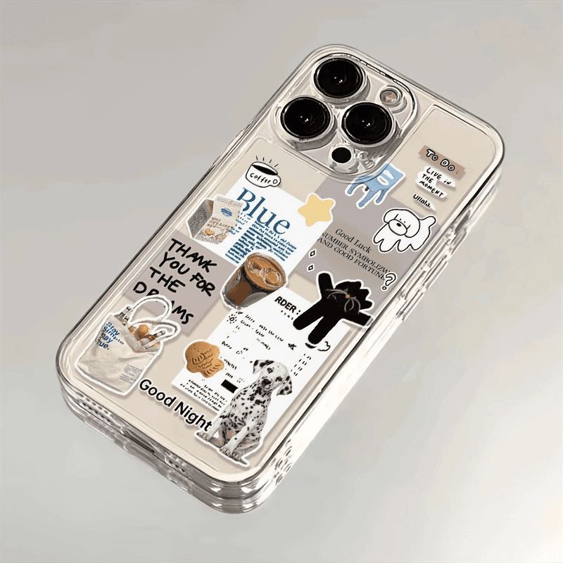 Coffee-themed Transparent Phone Case With Cute Animal Designs