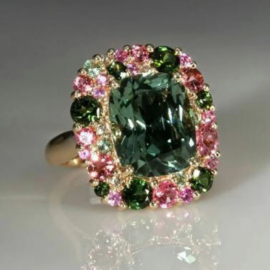 Ladies Vintage Alloy Inlaid Zircon Ring