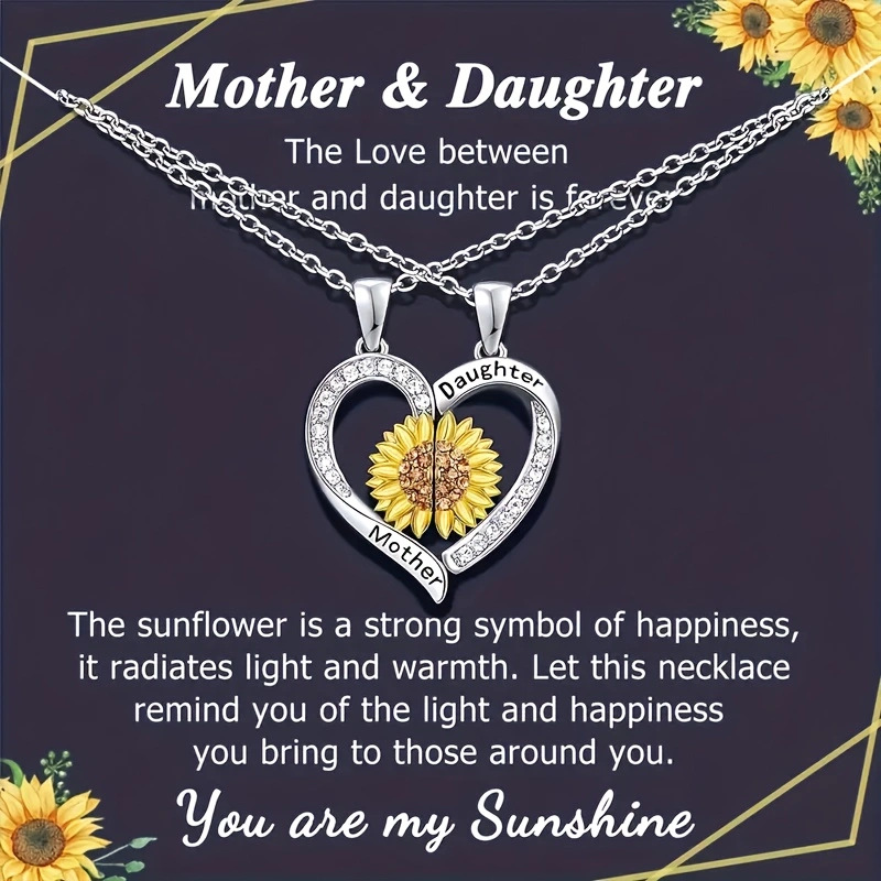 Card Sunflower Love Pendant Necklace