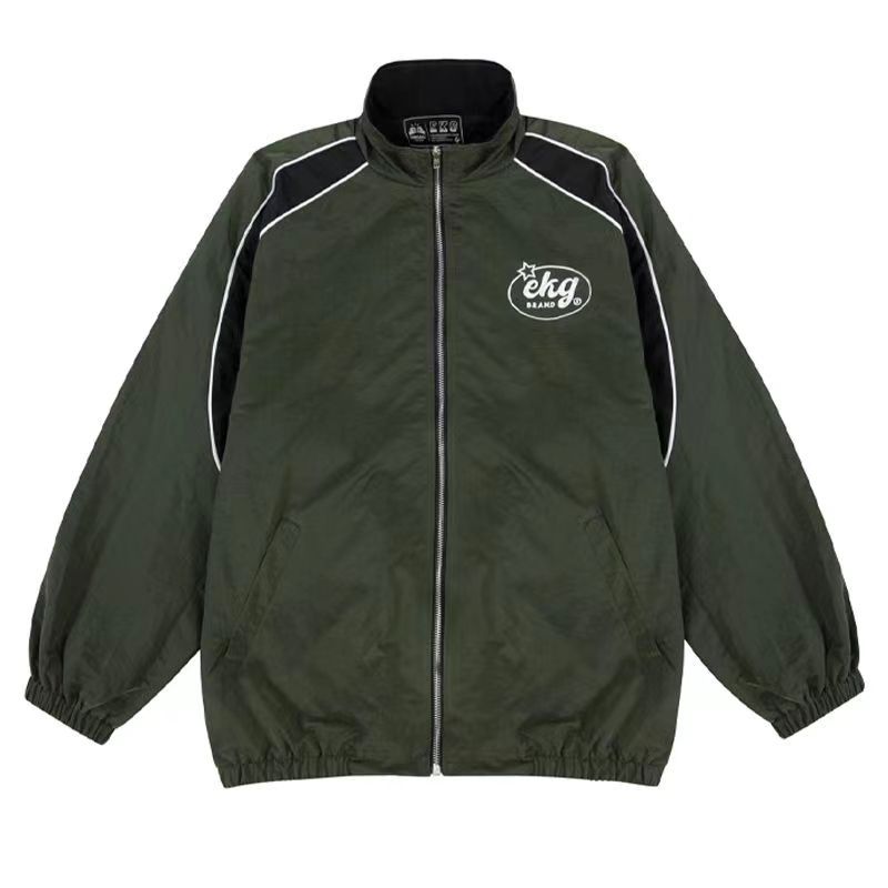 Men's And Women's Fashion Retro Stand Collar Sports Jacket Green - Shop at LoveMi