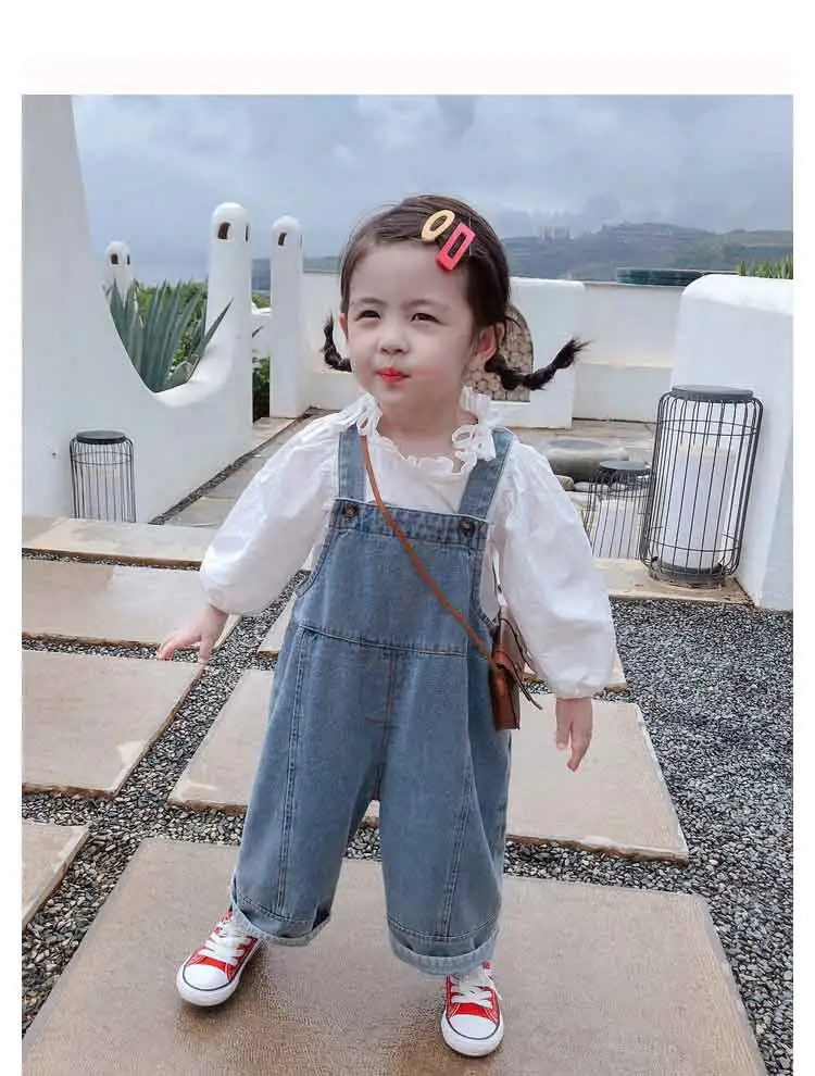 Cute Children's Denim Suspender Pants Autumn