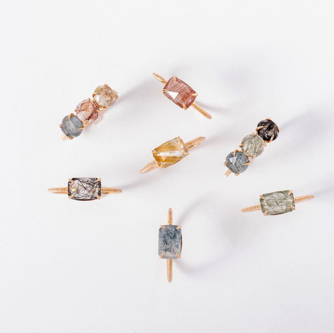 5 Color Natural Hair Crystal 925 Sterling Silver Ring