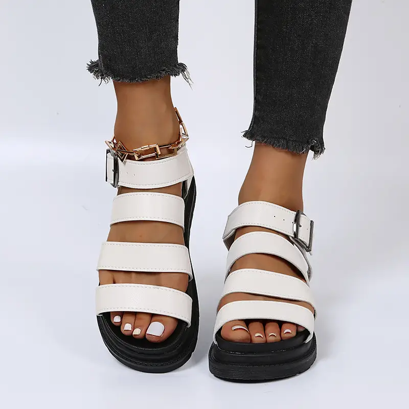 Women's Roman Open Toe Beach Shoes Platform Buckle Sandals