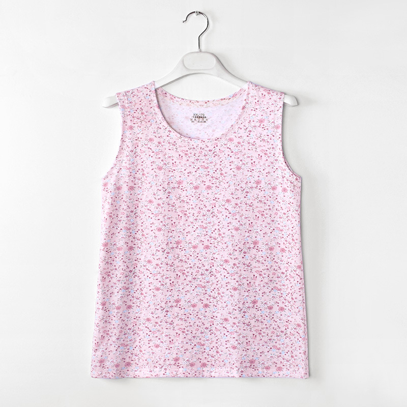 Middle-aged And Elderly Vest Print Round Neck Mother's Undershirt Cotton