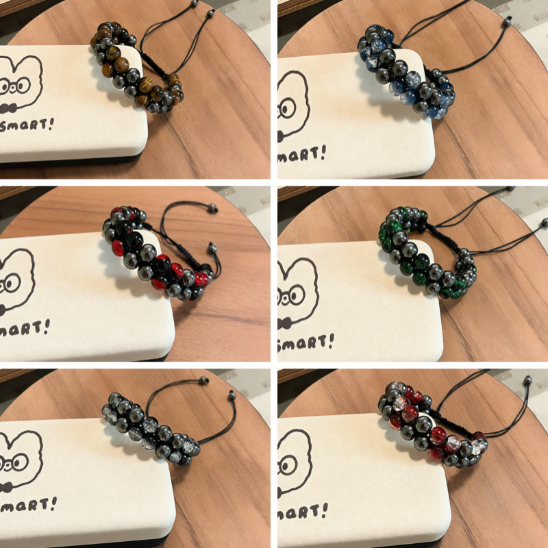 Natural Tigers Eye Braided Double-Layer Bracelet - Jewelry & Watches