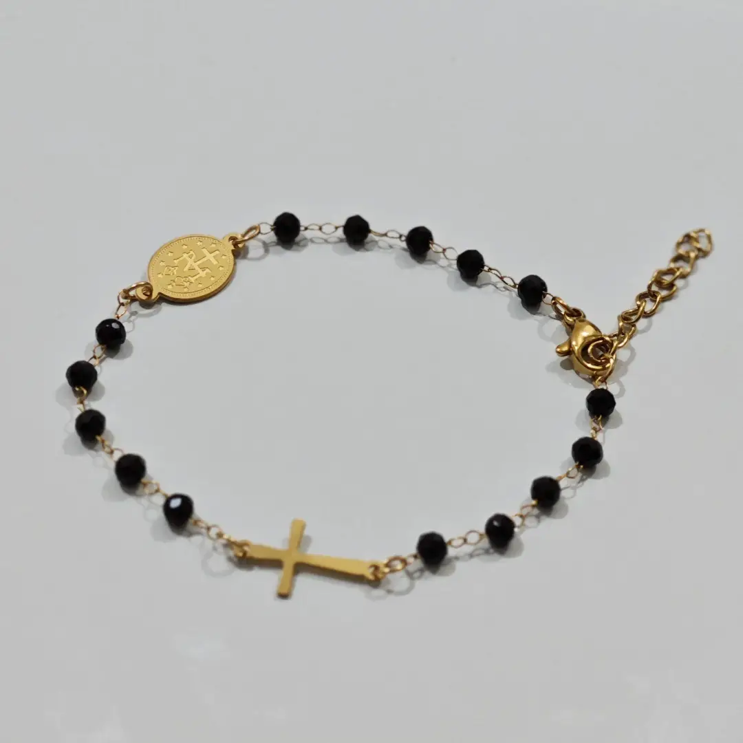 Stainless Steel Handmade Beaded Cross Totem Bracelet