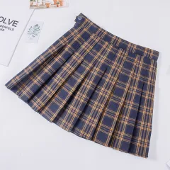 Plaid Pleated Skirt Women's Autumn And Winter High Waist Short - Khaki - View 1