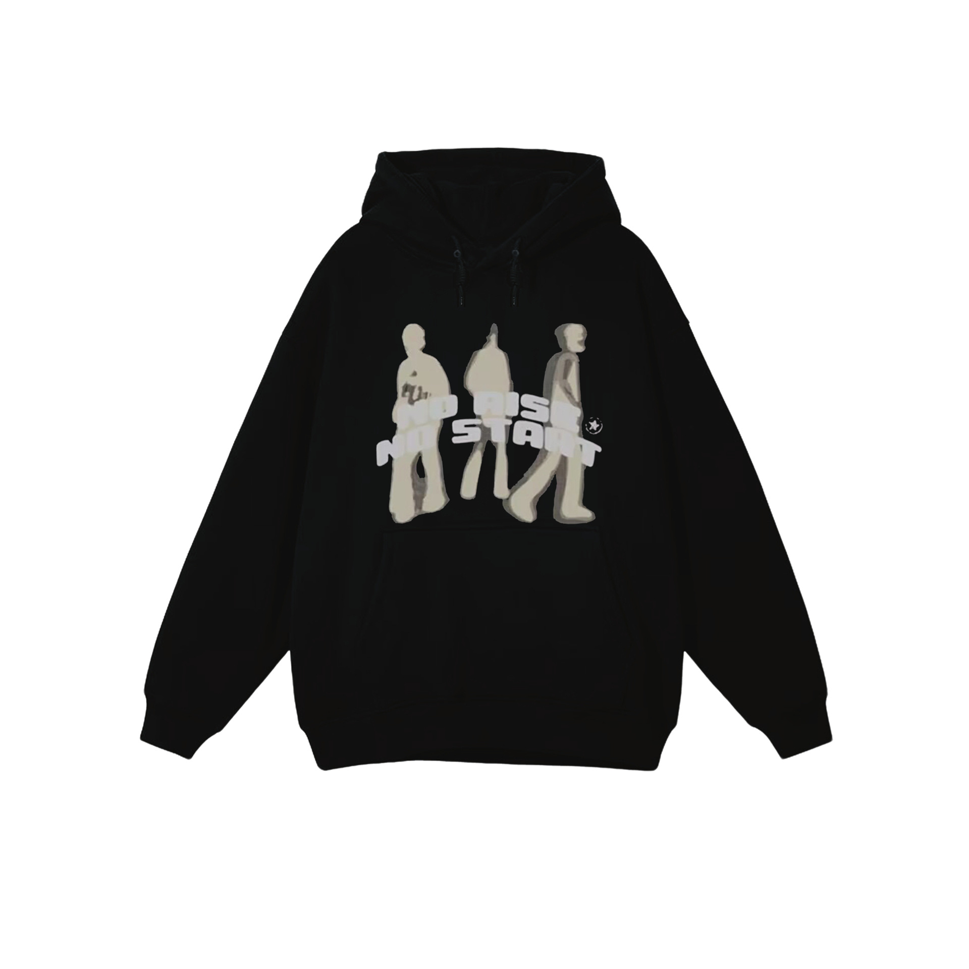 Men's And Women's Fashion Retro Black And Gray Three-person Shadow Hooded Sweater