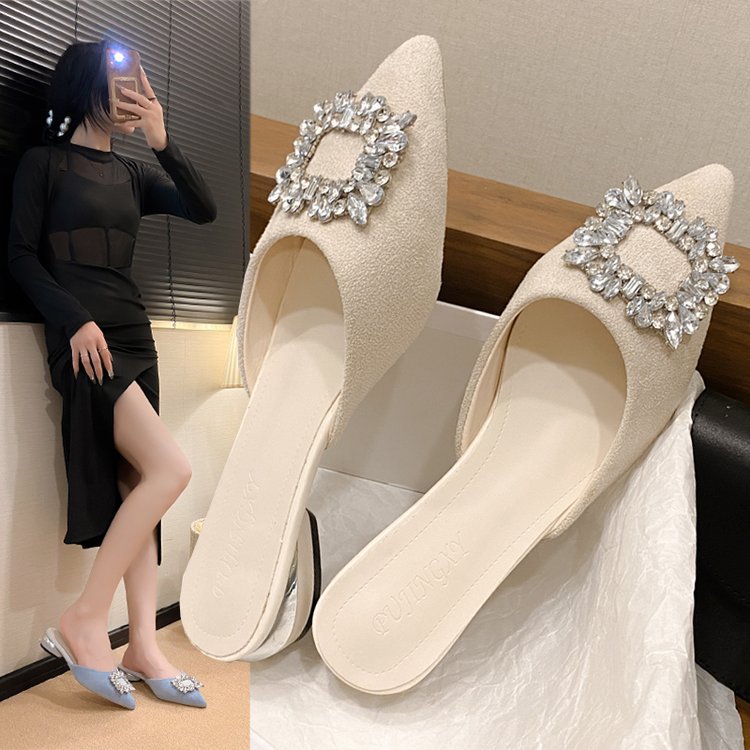 Square-clip Covered-toe Womens Half Slippers