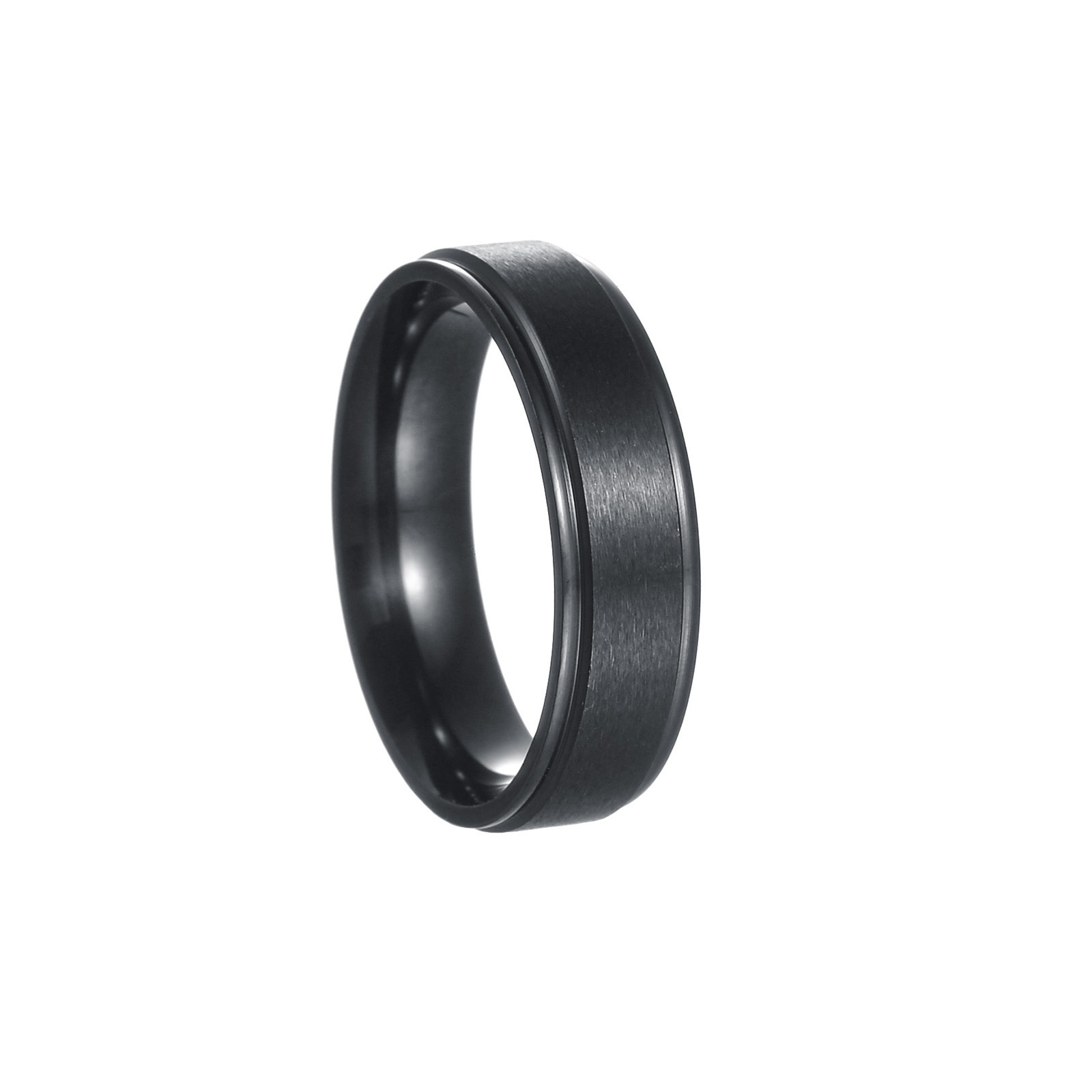 European And American Titanium Steel Ring 6mm Wide Step Sand Surface Matte Plating Non-fading