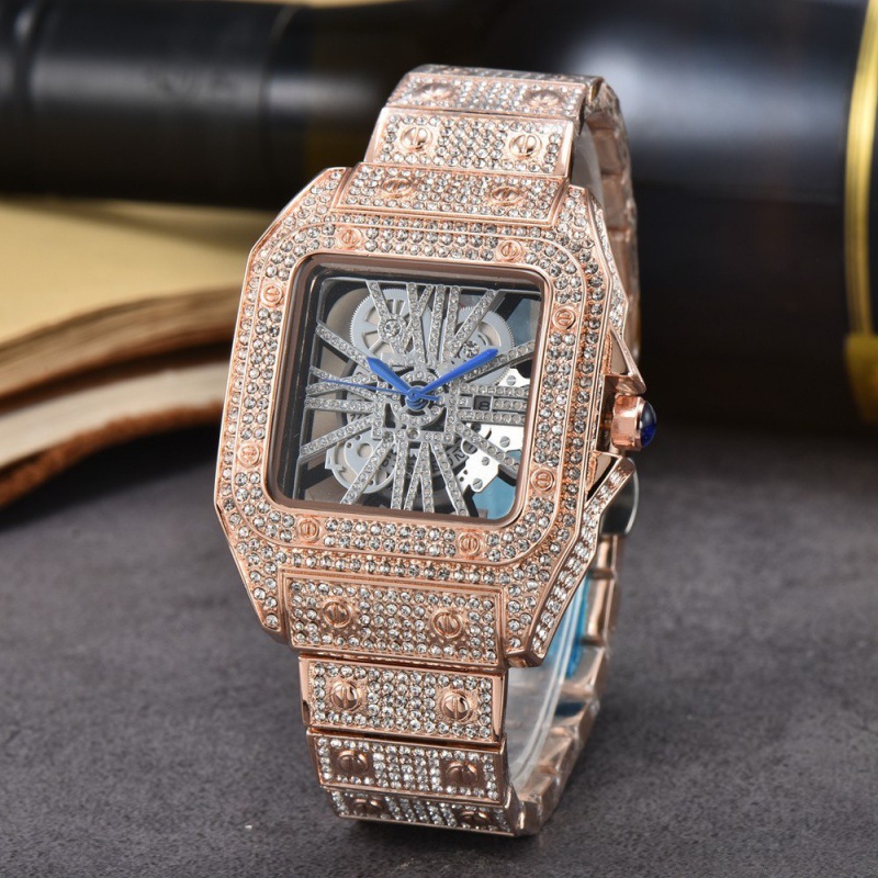 Cross-border Square Watch Steel Band Diamond-encrusted Quartz Movement 10