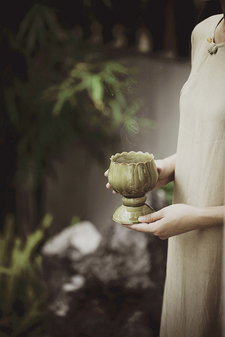 Title 3, Zen Inspired Plate Longquan Celadon Lotus Aroma...